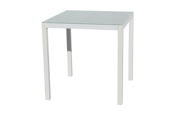 Taula alumini/cristall White, 70 x 70 cm