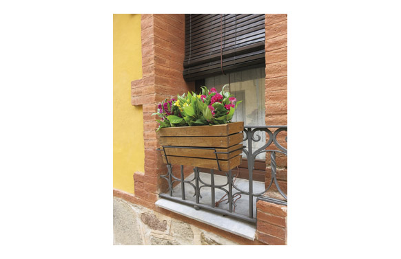 Jardinera balcó, fusta, suport metàl·lic, 44 x 15 x 19,5 cm