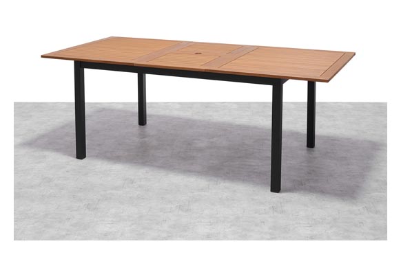 Taula alumini/fusta Kingsbury, extensible, 150-200 x 90 cm