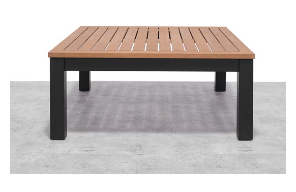 Mesa baja aluminio/madera Kingsbury, 72 x 72 cm