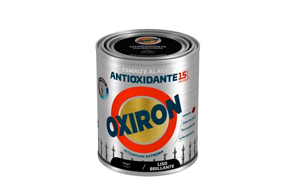 Esmalte antioxidante agua oxiron liso brillante, 750 ml, negro