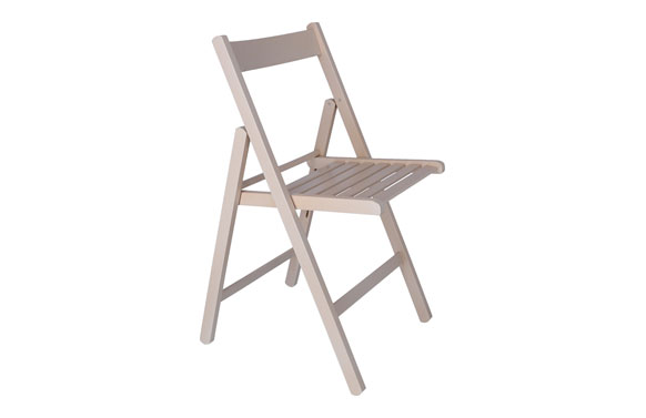 Silla de madera, plegable, blanca