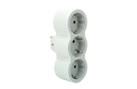 Adaptador 3 tomas europlug 10A frontal - Bricoled