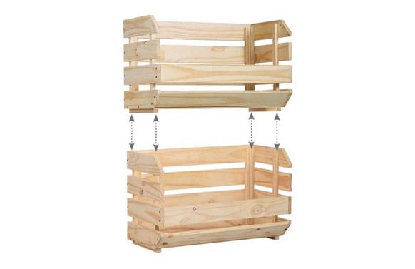 Caja pino apilable, 60 X 28,5 X 35,3 cm