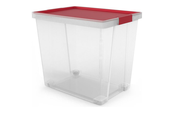 Caja multiusos, tapa roja, 60 l