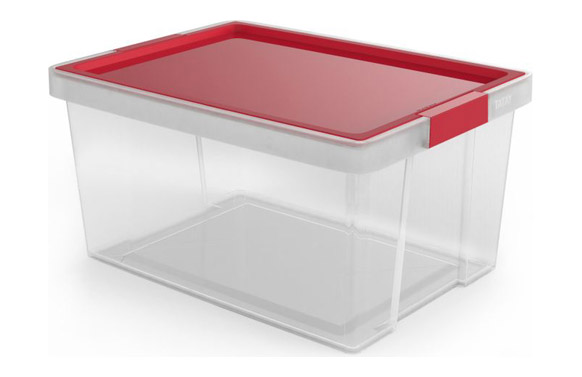 Caja multiusos, tapa roja, 35 l