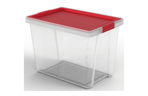 Caja multiusos, tapa roja, 15 l