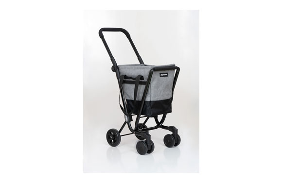 Carro compra, negro-gris, 4 ruedas giratorias