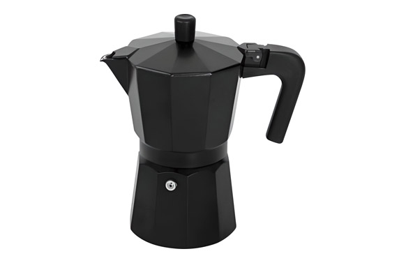 Cafetera aluminio Pisa, negra, 3 tazas